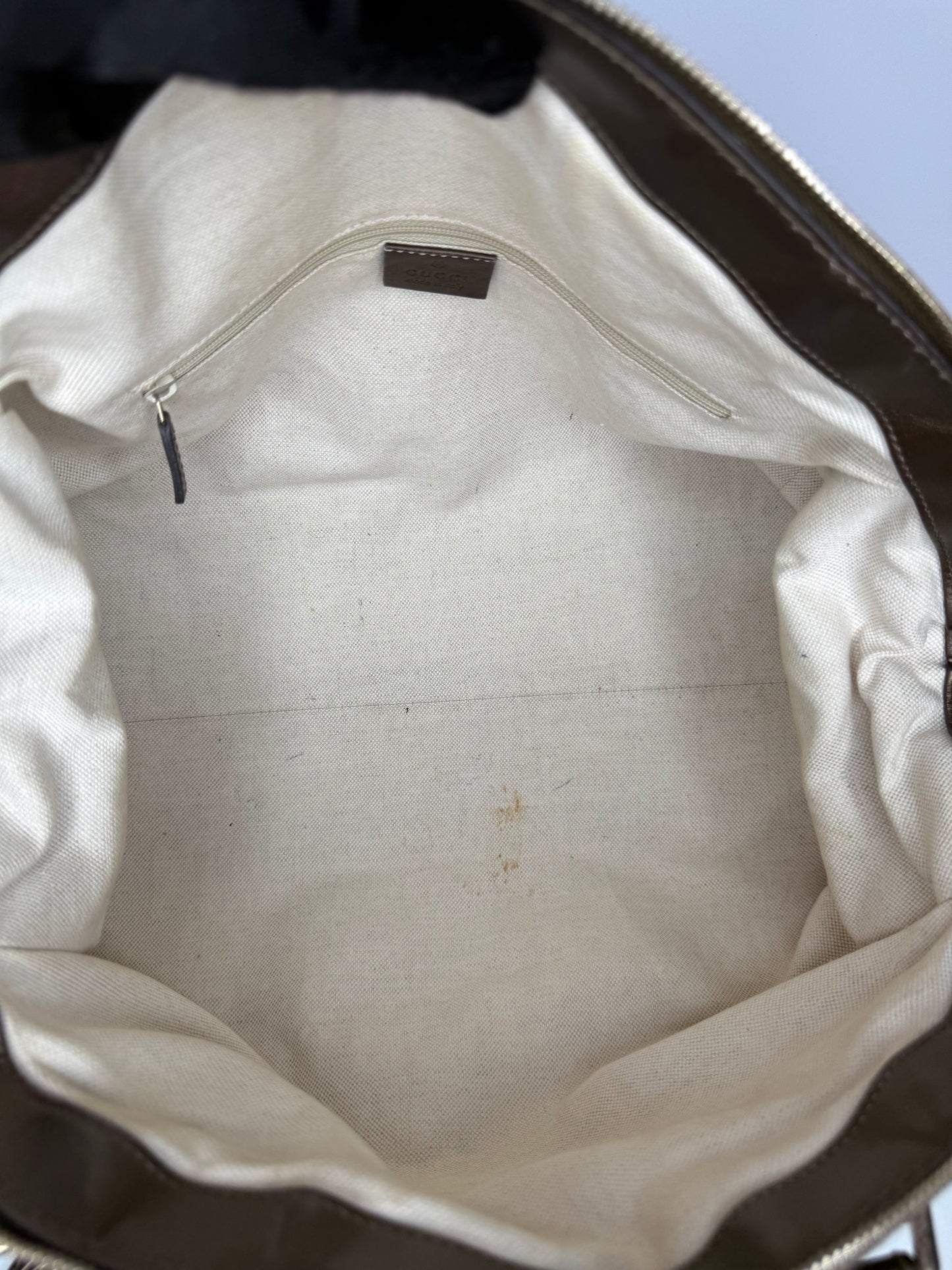 Gucci Brown/Bronze Embossed Guccissima Leather Sukey Medium Boston Bag