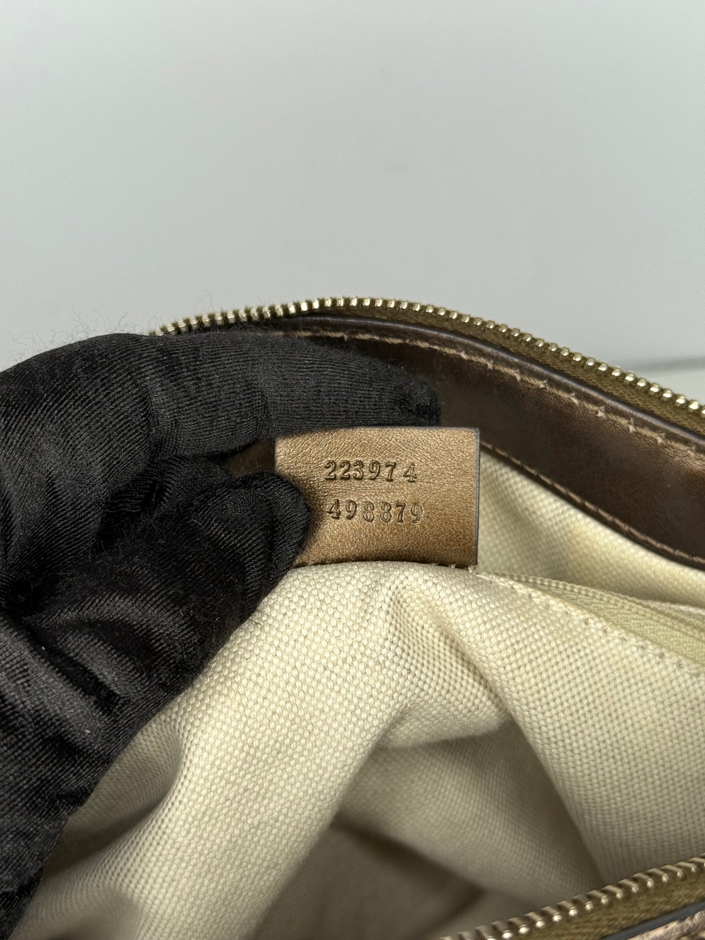 Gucci Brown/Bronze Embossed Guccissima Leather Sukey Medium Boston Bag