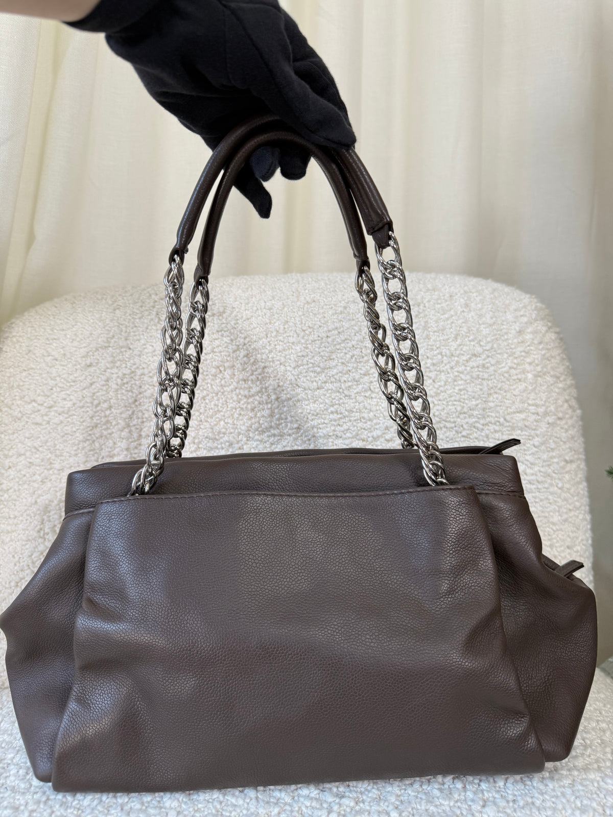 Chanel CC Brown Caviar Leather Tote Bag