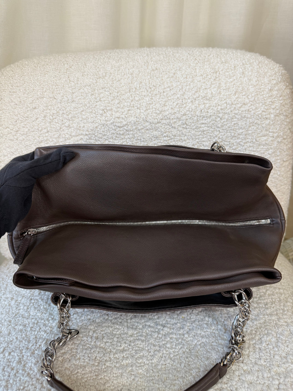 Chanel CC Brown Caviar Leather Tote Bag