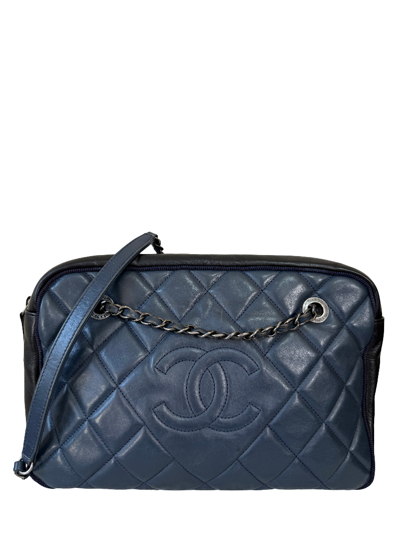 Chanel Black/Navy Quilted Calfskin Blue Ballerine Camera Bag