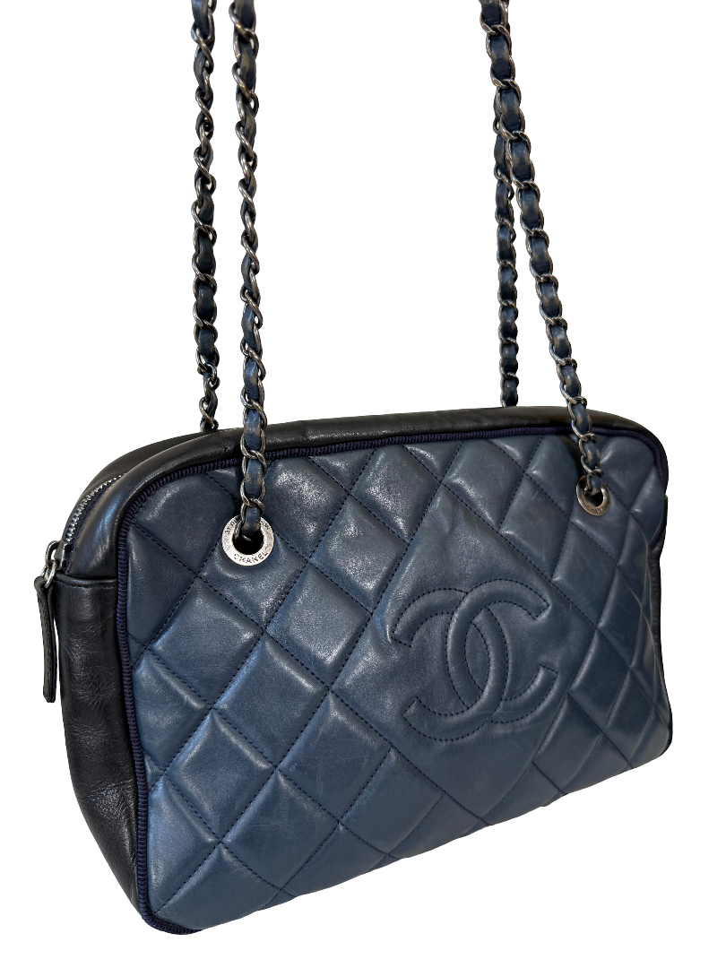 Chanel Black/Navy Quilted Calfskin Blue Ballerine Camera Bag