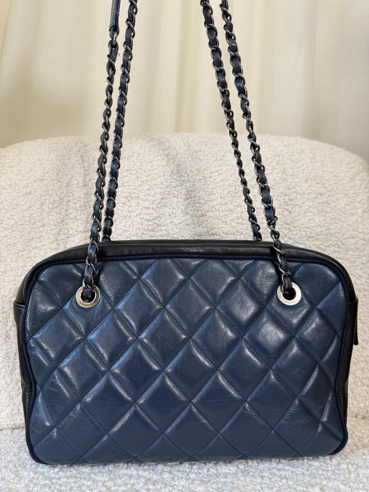 Chanel Black/Navy Quilted Calfskin Blue Ballerine Camera Bag