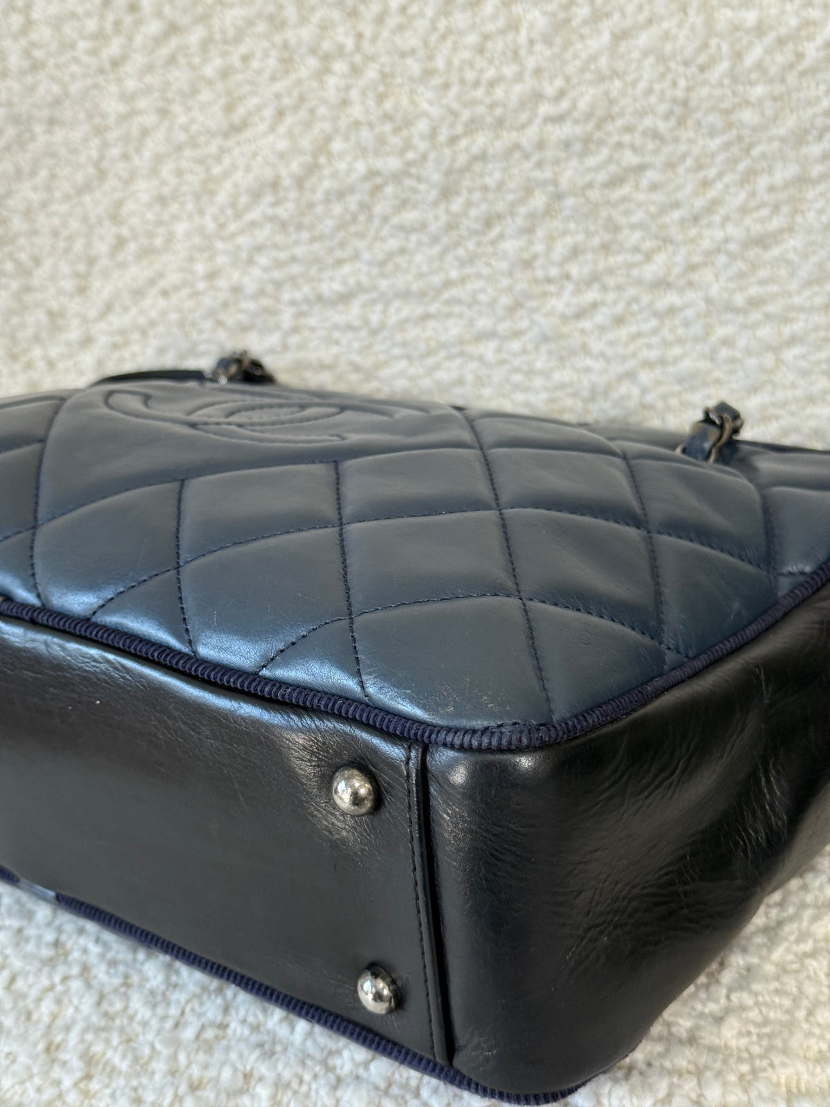Chanel Black/Navy Quilted Calfskin Blue Ballerine Camera Bag