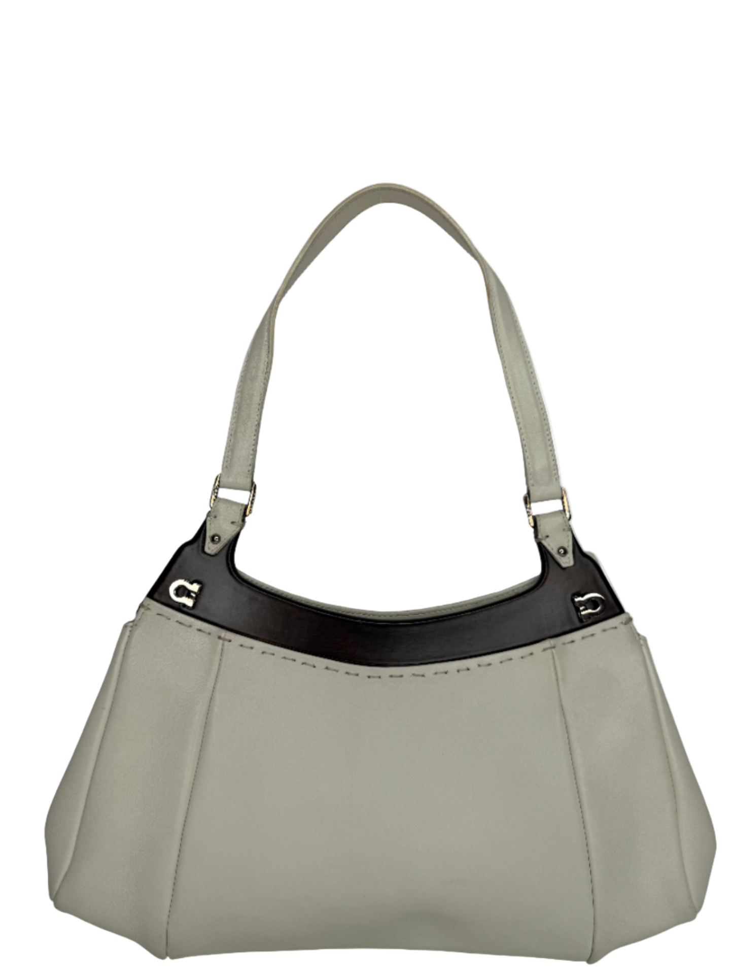 Salvatore Ferragamo Gancini White Leather Shoulder Bag