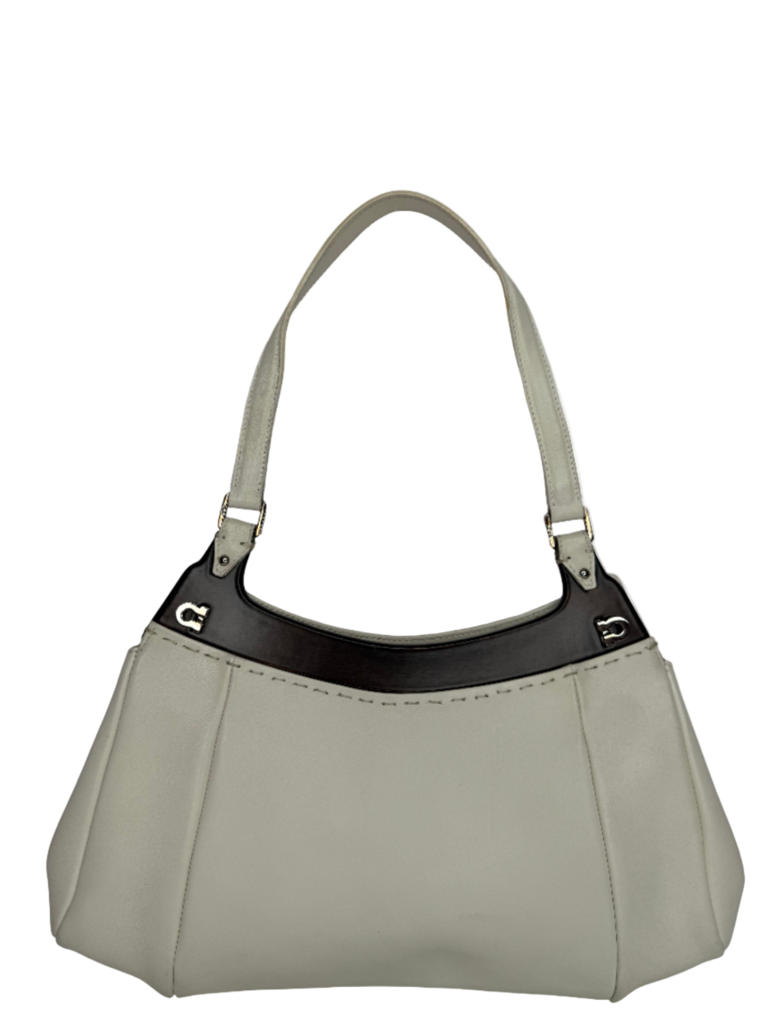 Salvatore Ferragamo Gancini White Leather Shoulder Bag