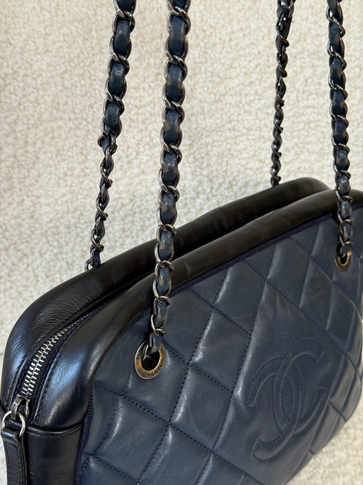 Chanel Black/Navy Quilted Calfskin Blue Ballerine Camera Bag