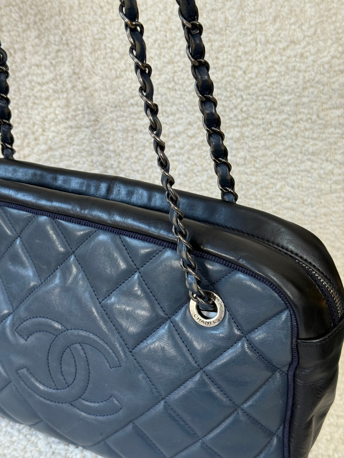 Chanel Black/Navy Quilted Calfskin Blue Ballerine Camera Bag