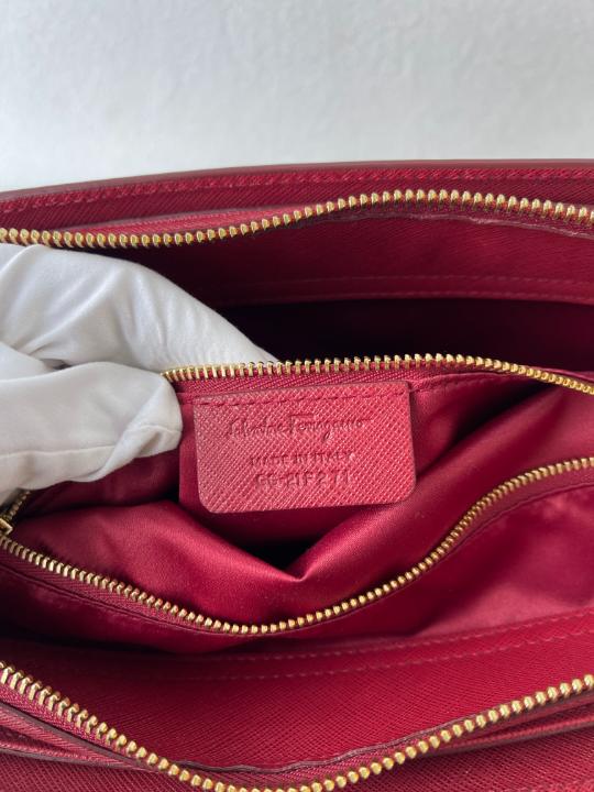 Salvatore Ferragamo Batik Medium Red Saffiano Leather Satchel
