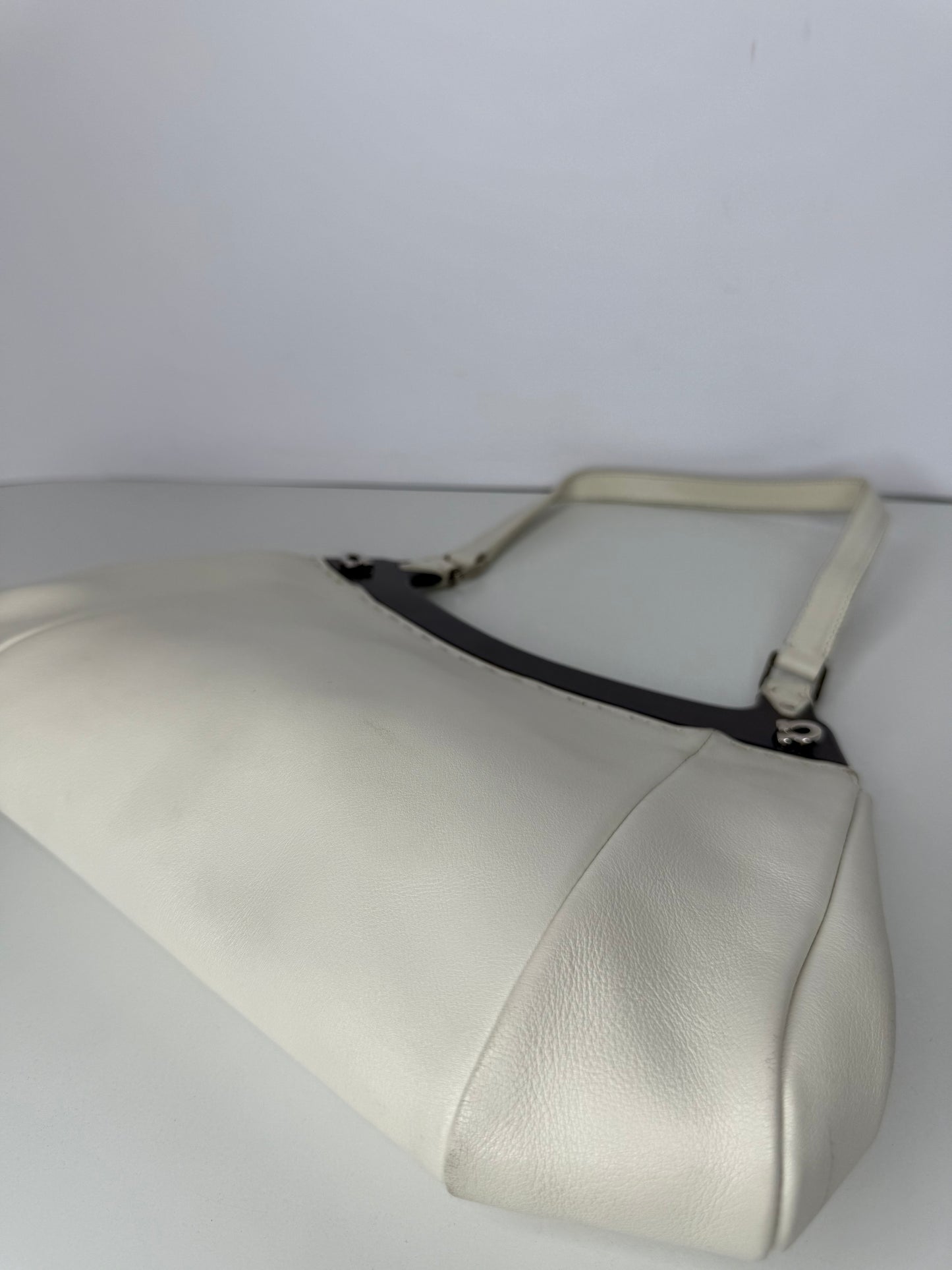 Salvatore Ferragamo Gancini White Leather Shoulder Bag