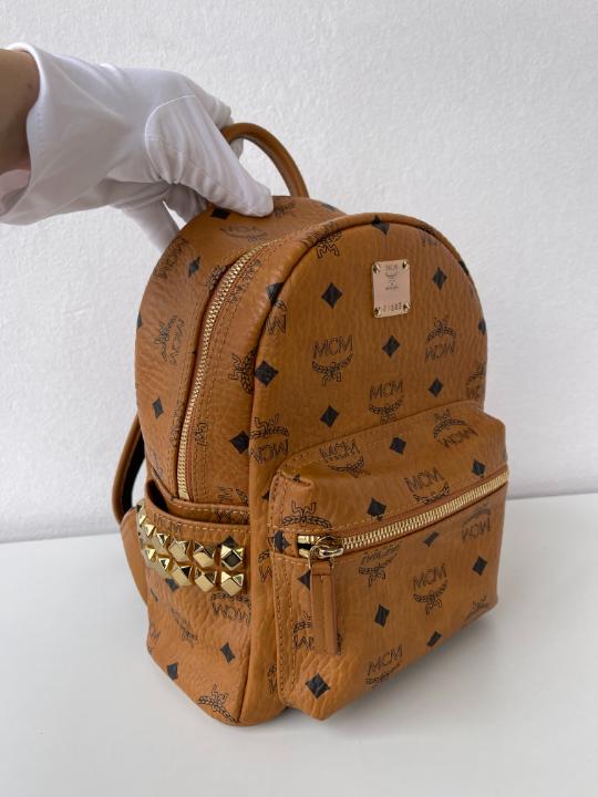 MCM Stark Mini Monogram Coated Canvas Backpack