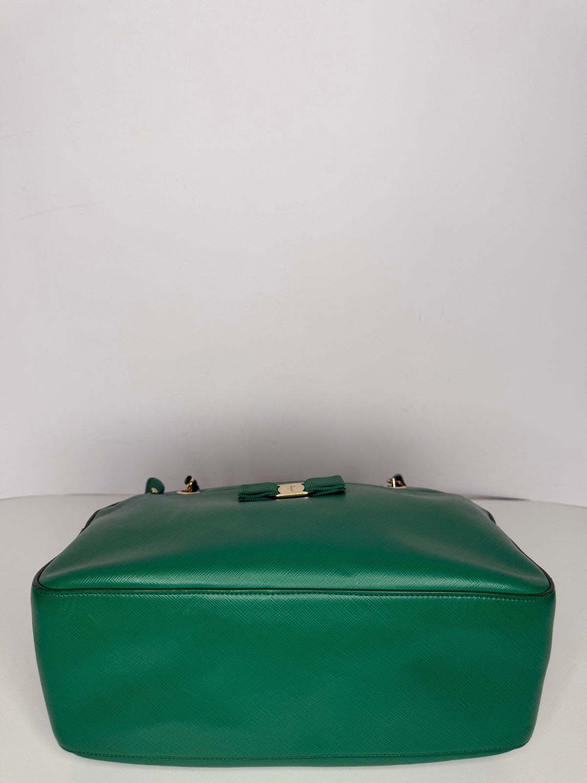 Salvatore Ferragamo Vara Bow Green Saffiano Leather Crossbody Bag