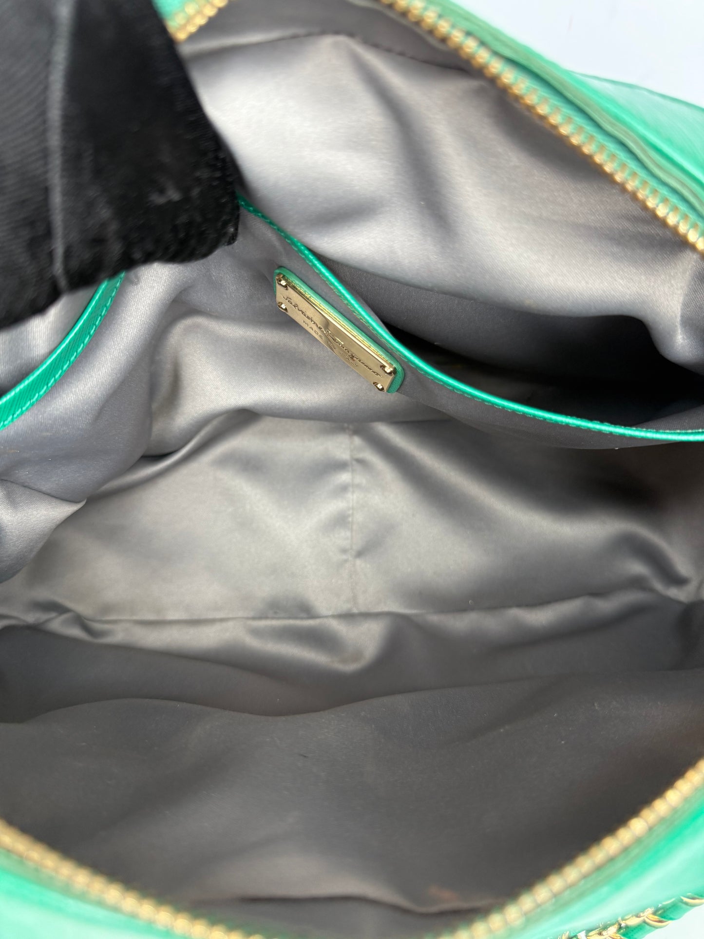 Salvatore Ferragamo Vara Bow Green Saffiano Leather Crossbody Bag