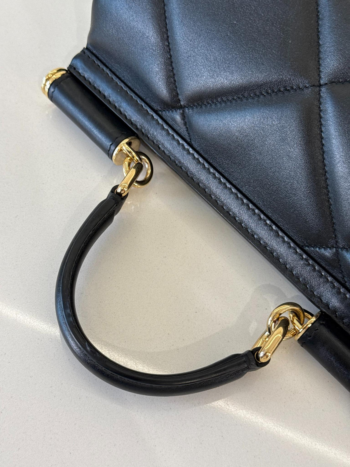 Dolce Gabbana Medium Miss Sicily Aria Black Calfskin Matelassé Top Handle Bag