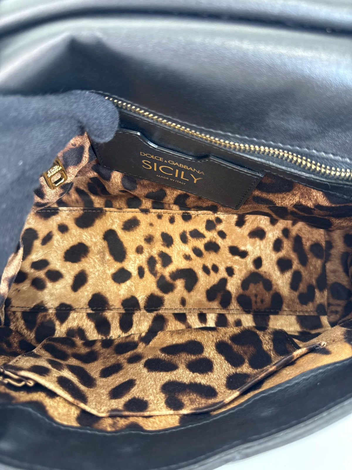 Dolce Gabbana Medium Miss Sicily Aria Black Calfskin Matelassé Top Handle Bag