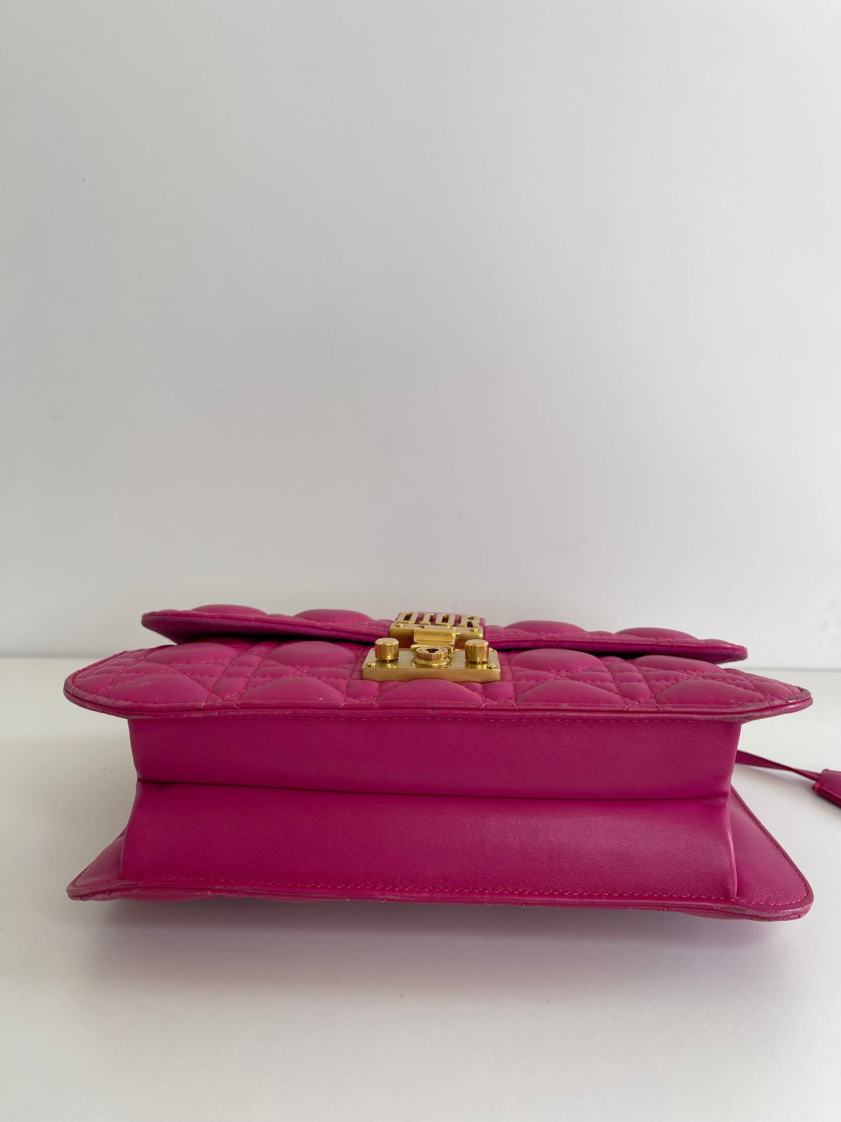 Christian Dior Dioraddict Large Fuchsia Lambskin Cannage Flap Bag