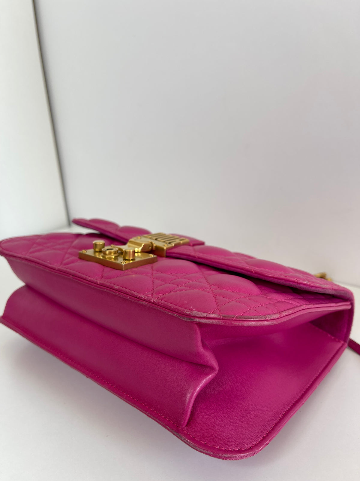 Christian Dior Dioraddict Large Fuchsia Lambskin Cannage Flap Bag