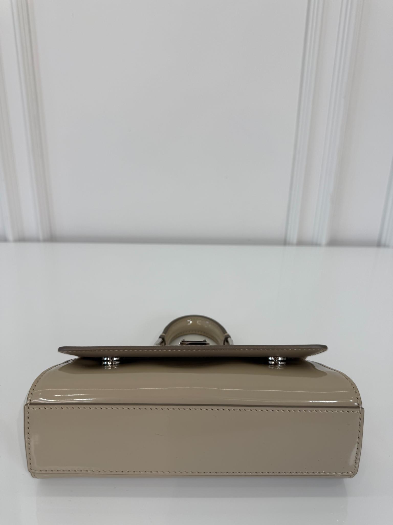 Dolce Gabbana Glossy Beige Mini Miss Sicily Top Handle Bag