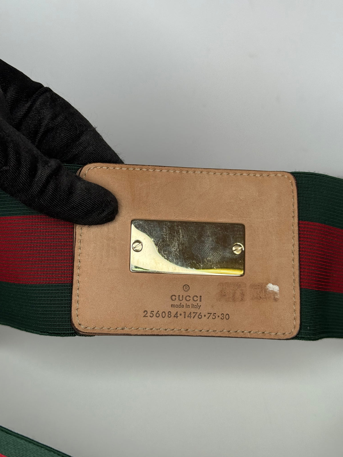 Gucci Elastic Web Bamboo Canvas and Leather Waist Belt