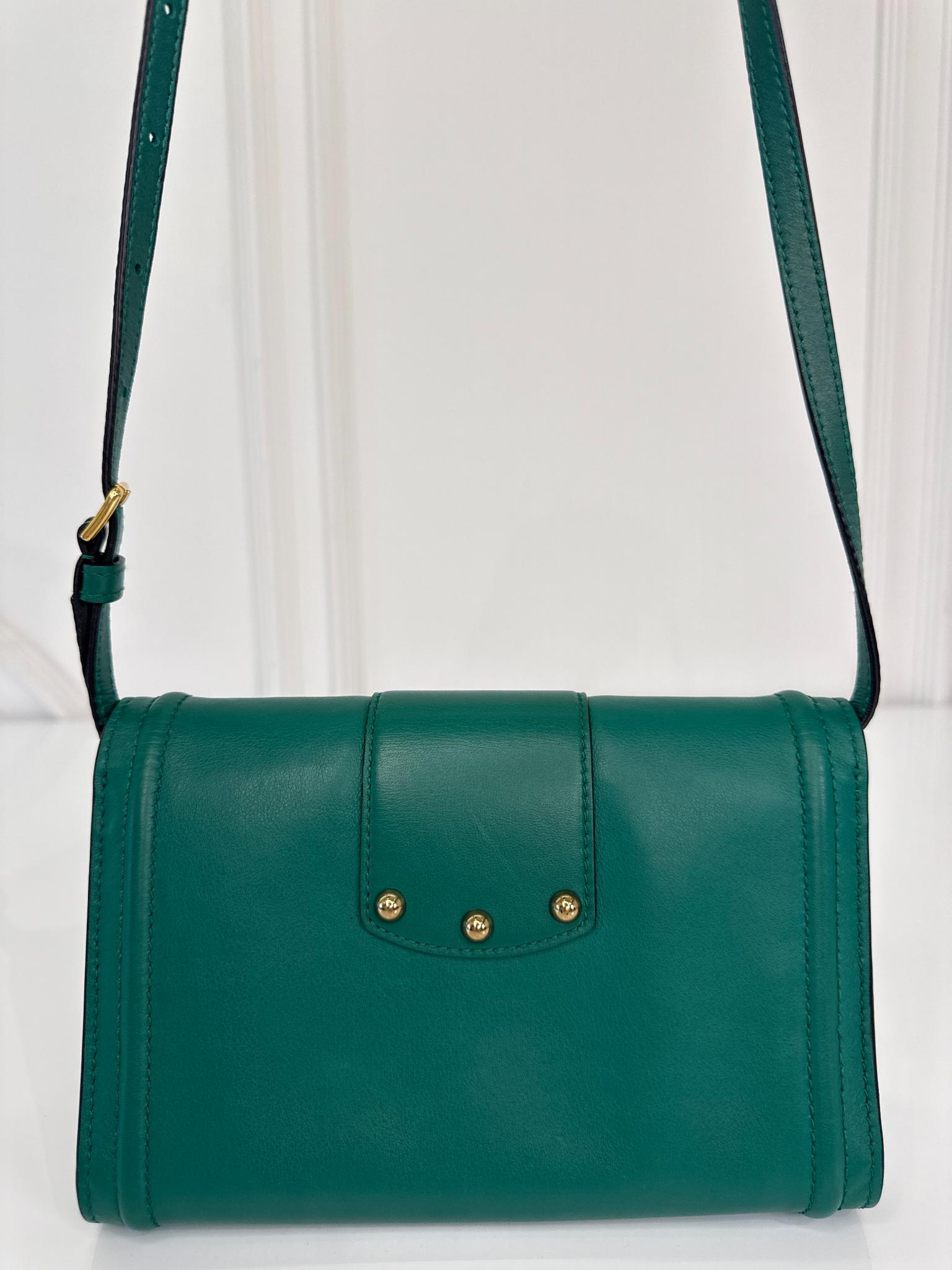 Dolce Gabbana DG Amore Green Calfskin Leather Wallet On Chain