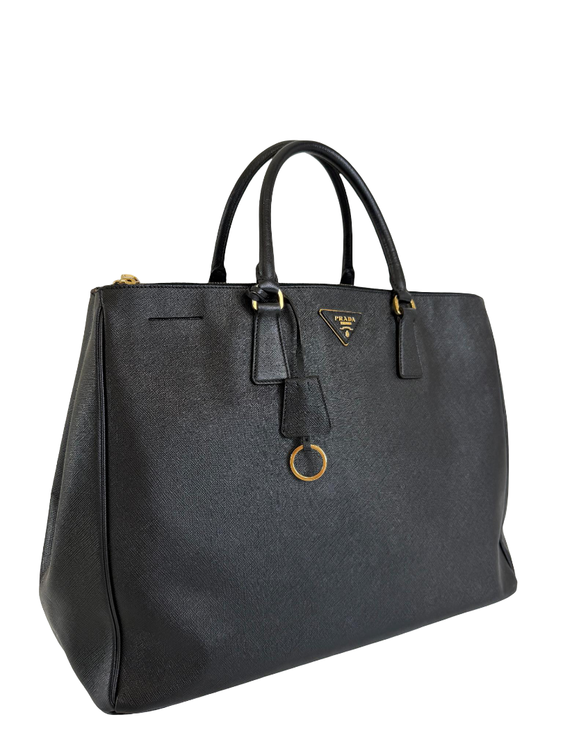 Prada Saffiano Large Galleria Double Zip Tote Black