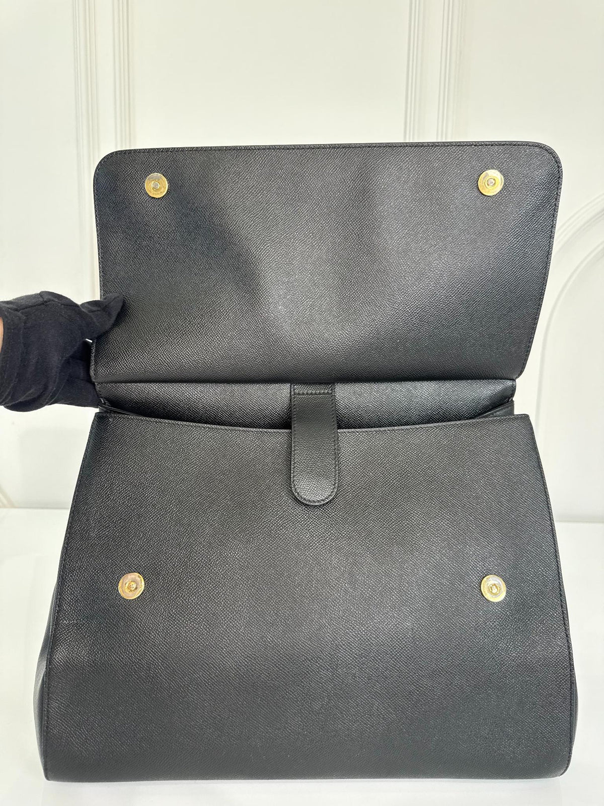 Dolce Gabbana Extra Large Miss Sicily Black Leather Top Handle Bag