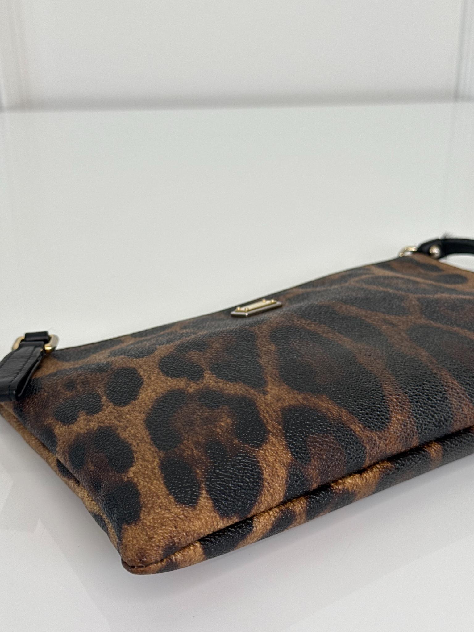 Dolce Gabbana Leopard Print Wristlet Clutch