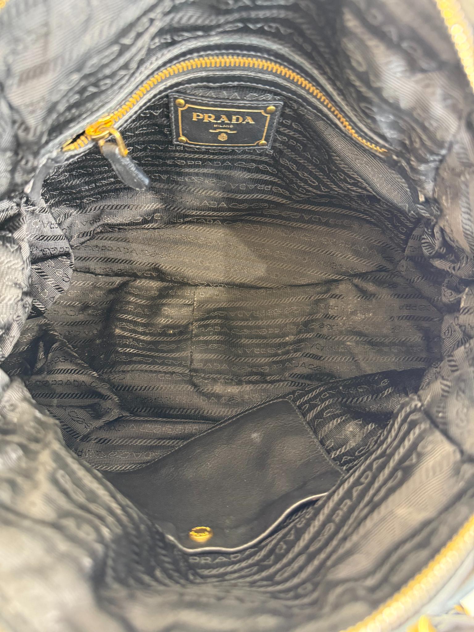 Prada Black Deerskin Cervo Antik Bowler Bag