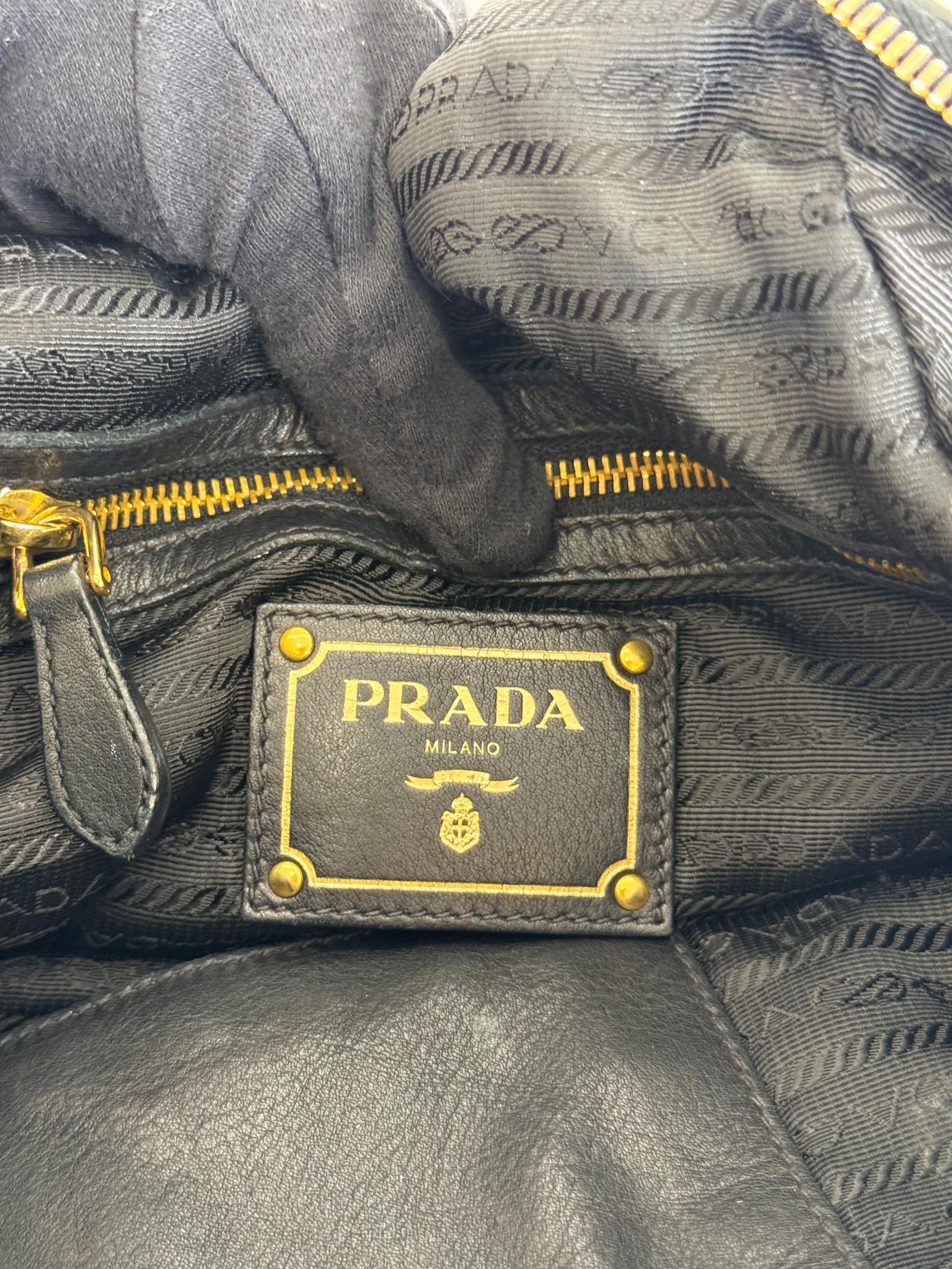 Prada Black Deerskin Cervo Antik Bowler Bag