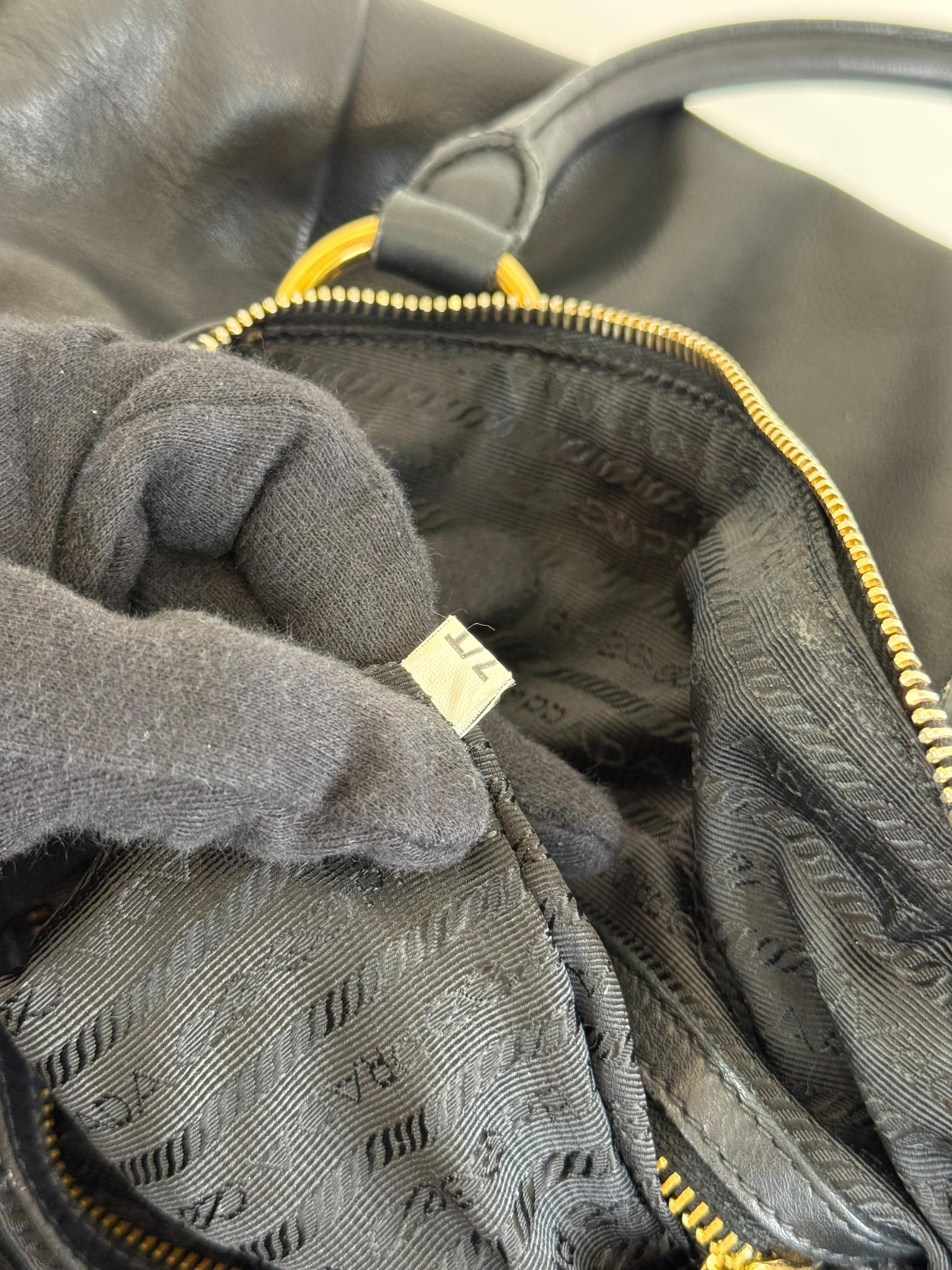 Prada Black Deerskin Cervo Antik Bowler Bag