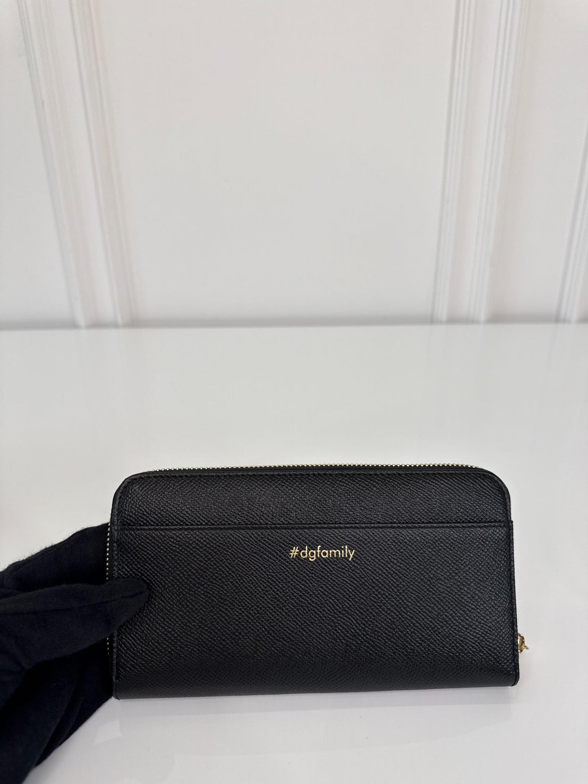 Dolce Gabbana DG Family Dauphine Leather Zip Around Wallet