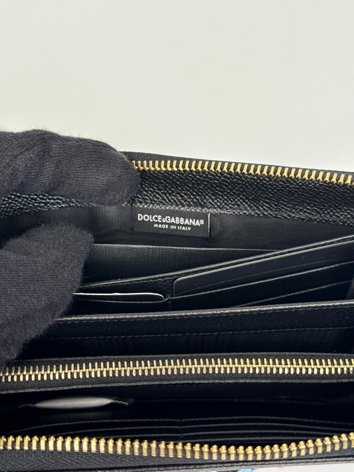 Dolce Gabbana DG Family Dauphine Leather Zip Around Wallet