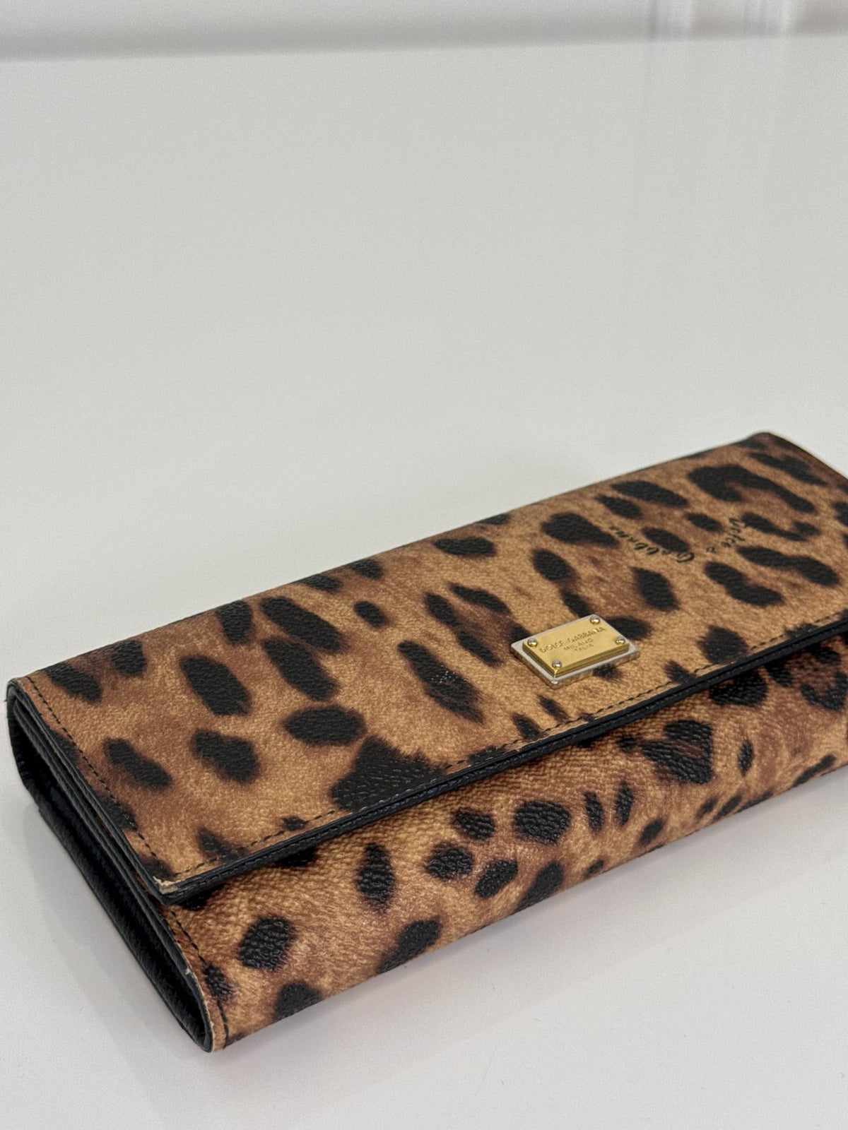 Dolce Gabbana Leopard Print Leather Continental Wallet