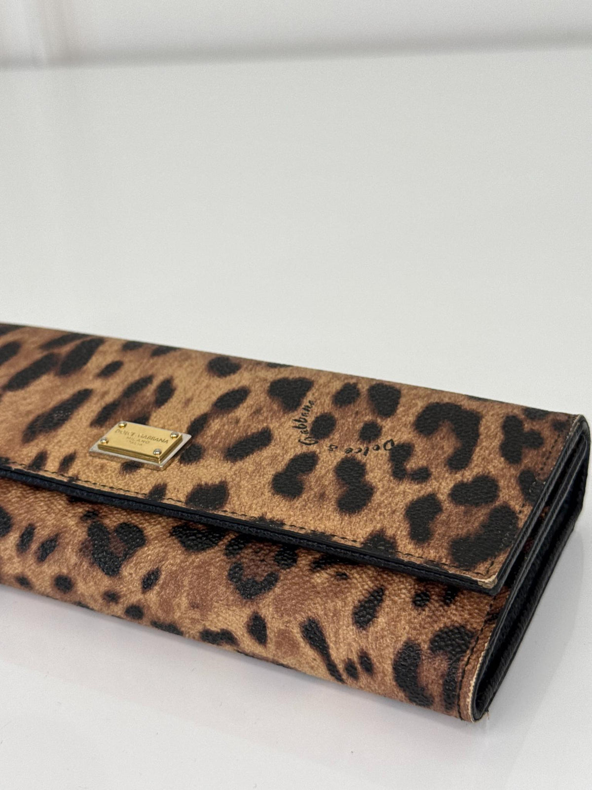 Dolce Gabbana Leopard Print Leather Continental Wallet