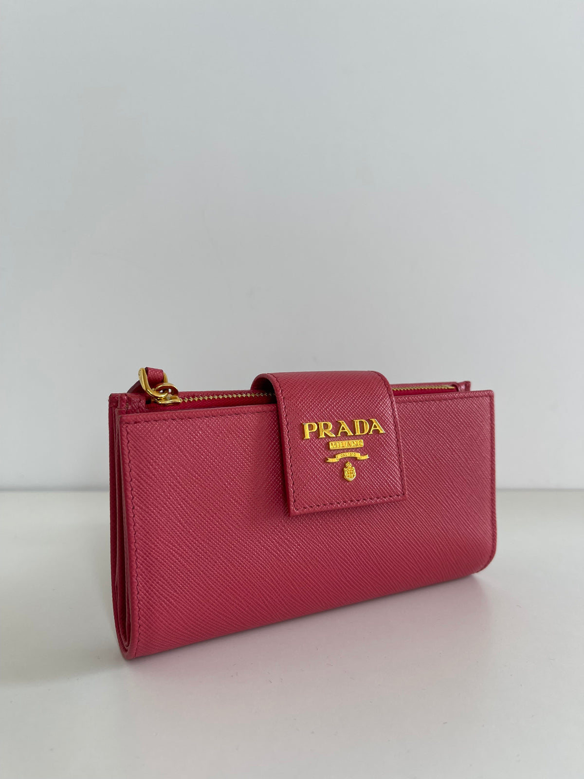 Prada Saffiano Metal Medium Pink Peonia Wallet
