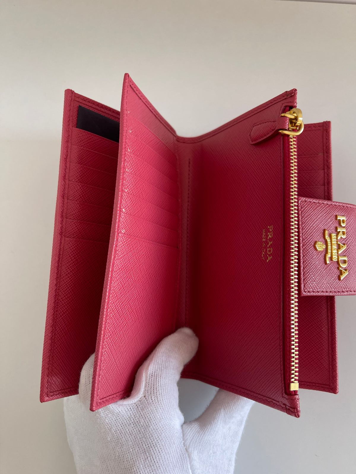 Prada Saffiano Metal Medium Pink Peonia Wallet