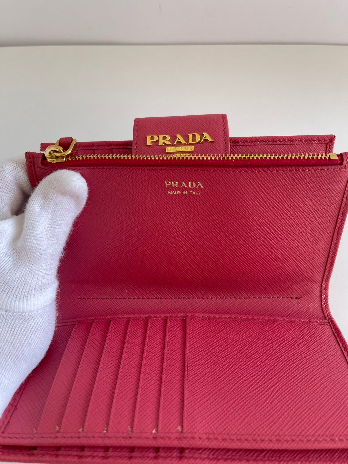 Prada Saffiano Metal Medium Pink Peonia Wallet