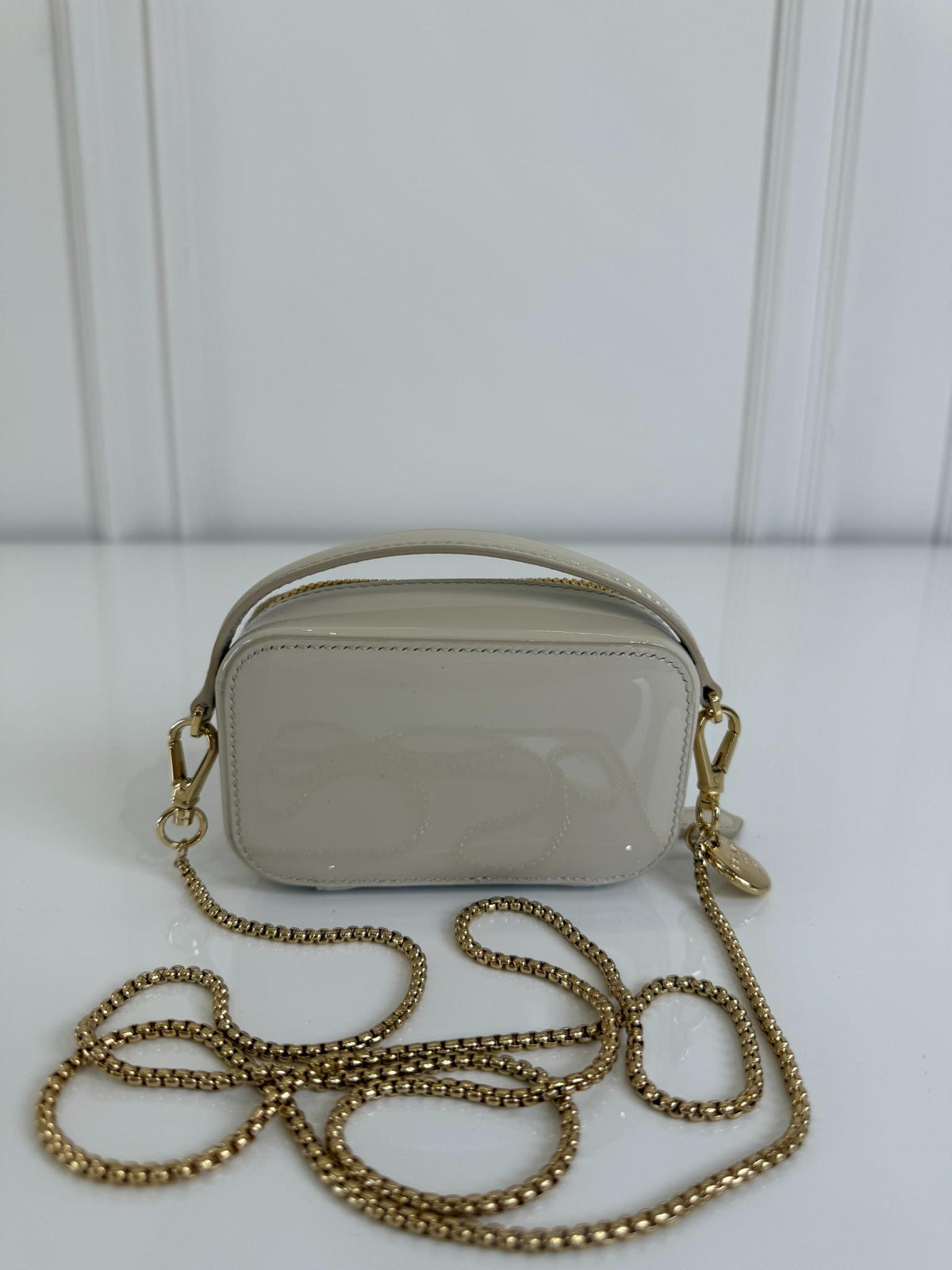 Prada Ivory Patent Leather Mini Pouch