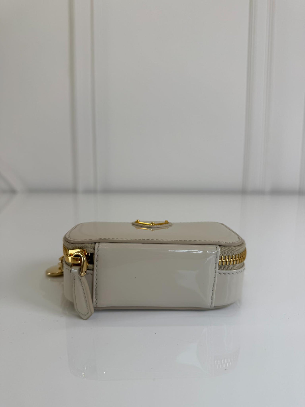 Prada Ivory Patent Leather Mini Pouch
