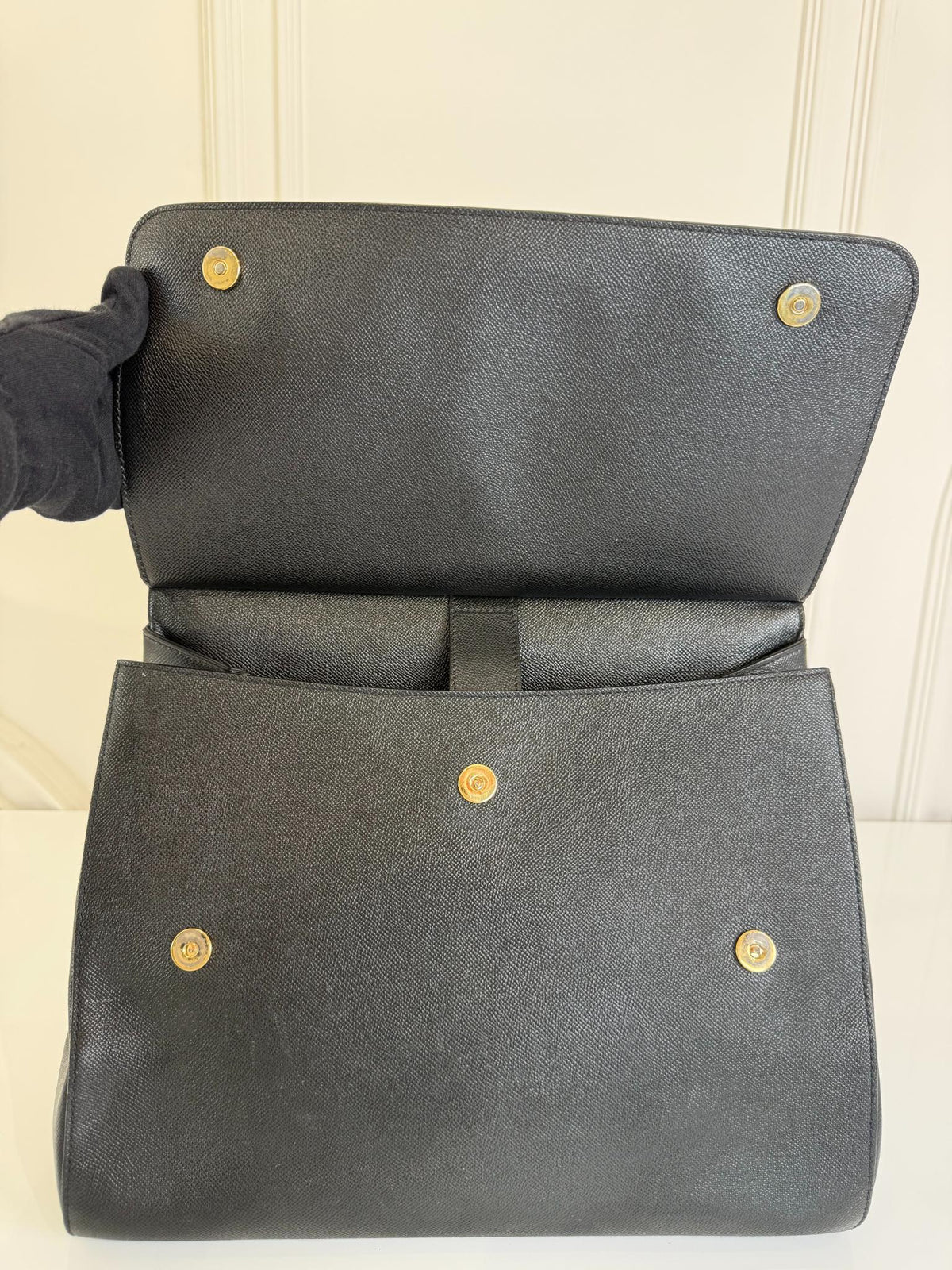 Dolce Gabbana Extra Large Miss Sicily Black Leather Top Handle Bag