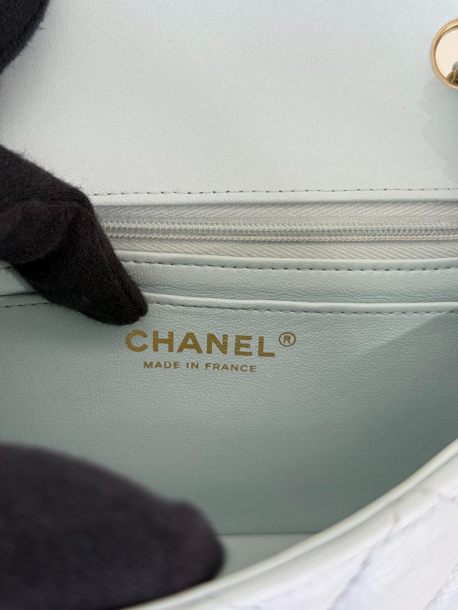 Chanel Lambskin Light Blue Quilted Mini Square Flap