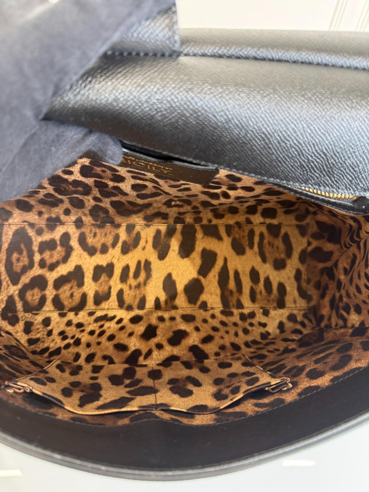Dolce Gabbana Extra Large Miss Sicily Black Leather Top Handle Bag