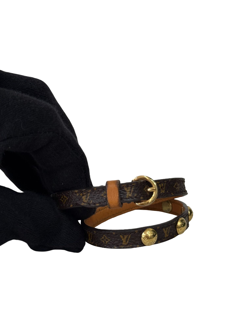Louis Vuitton Gold Stud Wrap Bracelet Monogram Canvas
