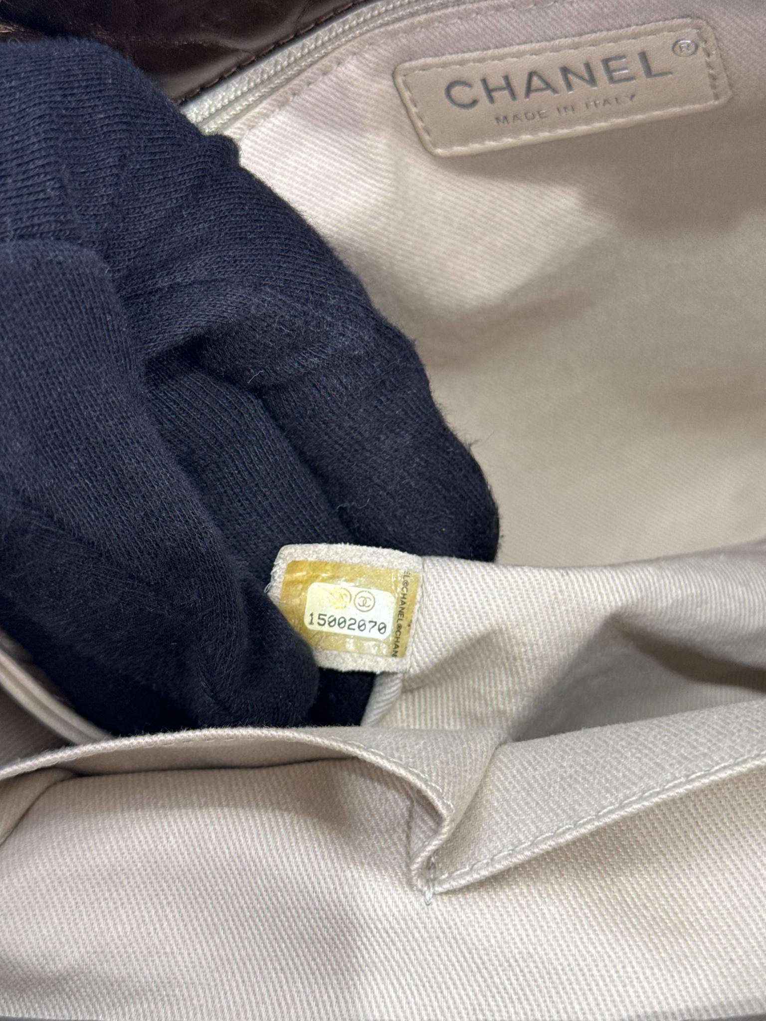 Chanel Bronze 2.55 Quilted Crinkled Calfskin Leather 2.55 Reissue North/South Tote Bag