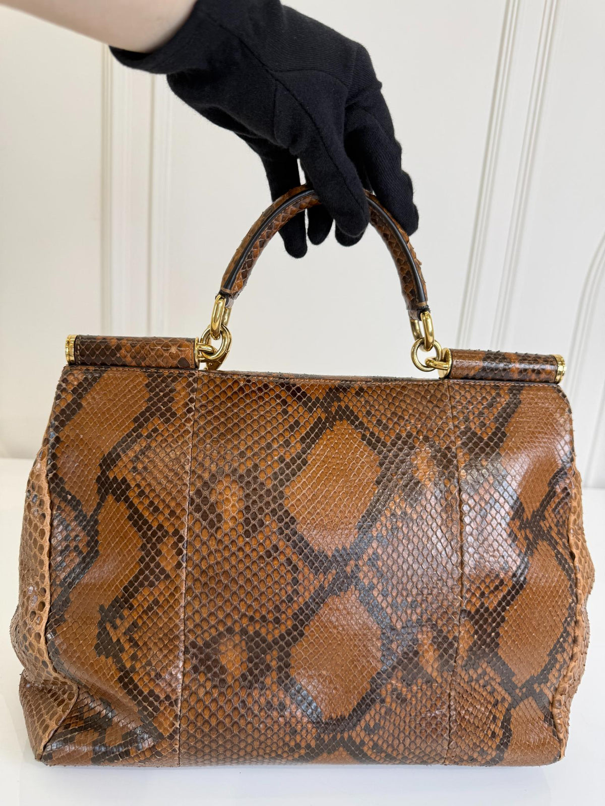Dolce Gabbana Sicily Python Leather Handbag