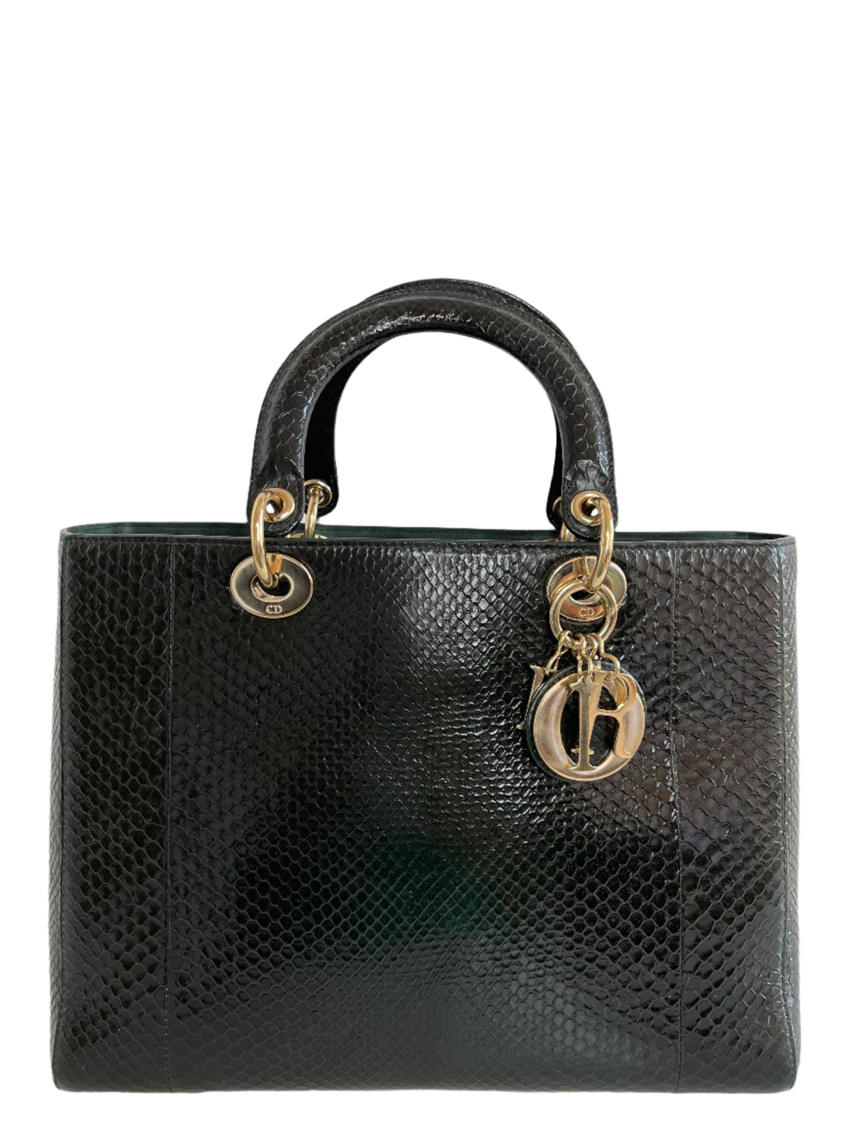 Christian Dior Limited Edition Large Lady Dior Black Python Bag
