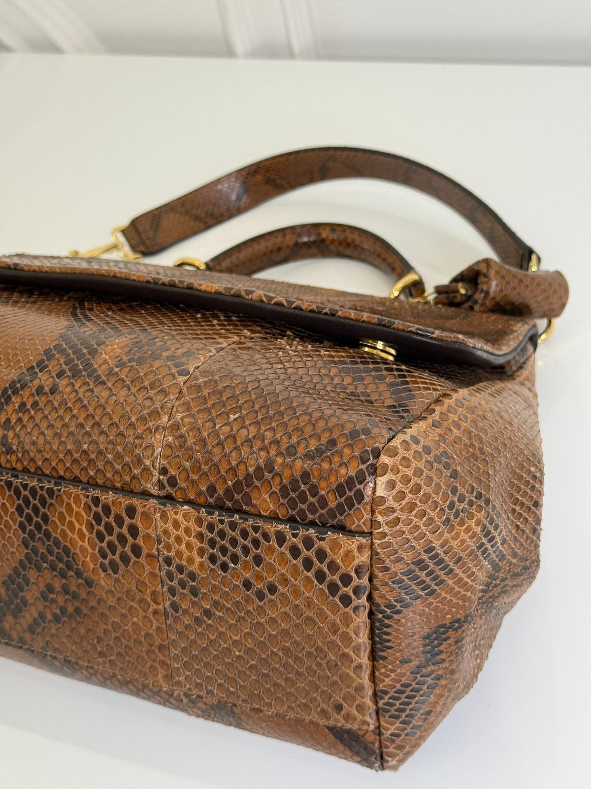 Dolce Gabbana Sicily Python Leather Handbag