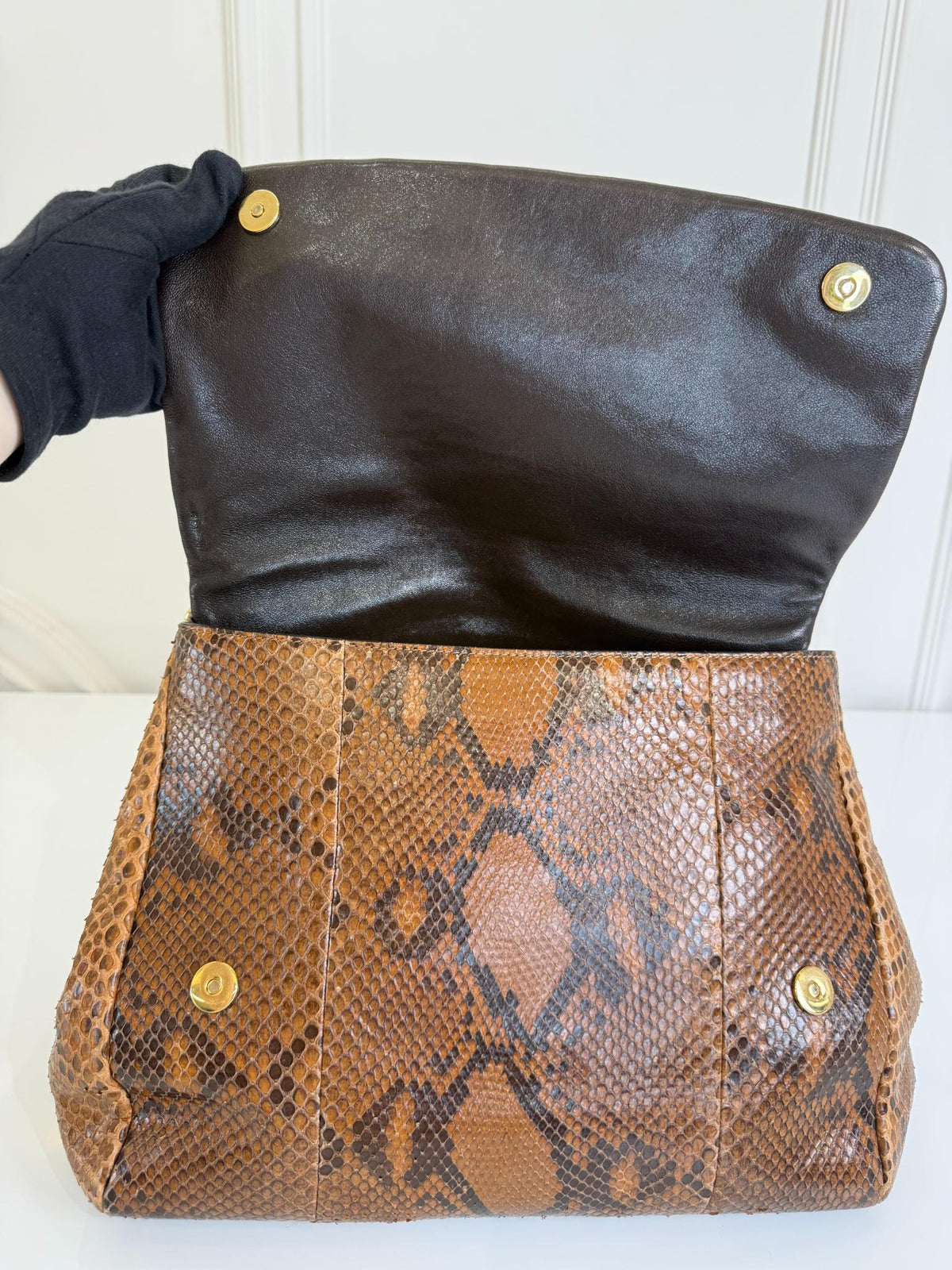 Dolce Gabbana Sicily Python Leather Handbag