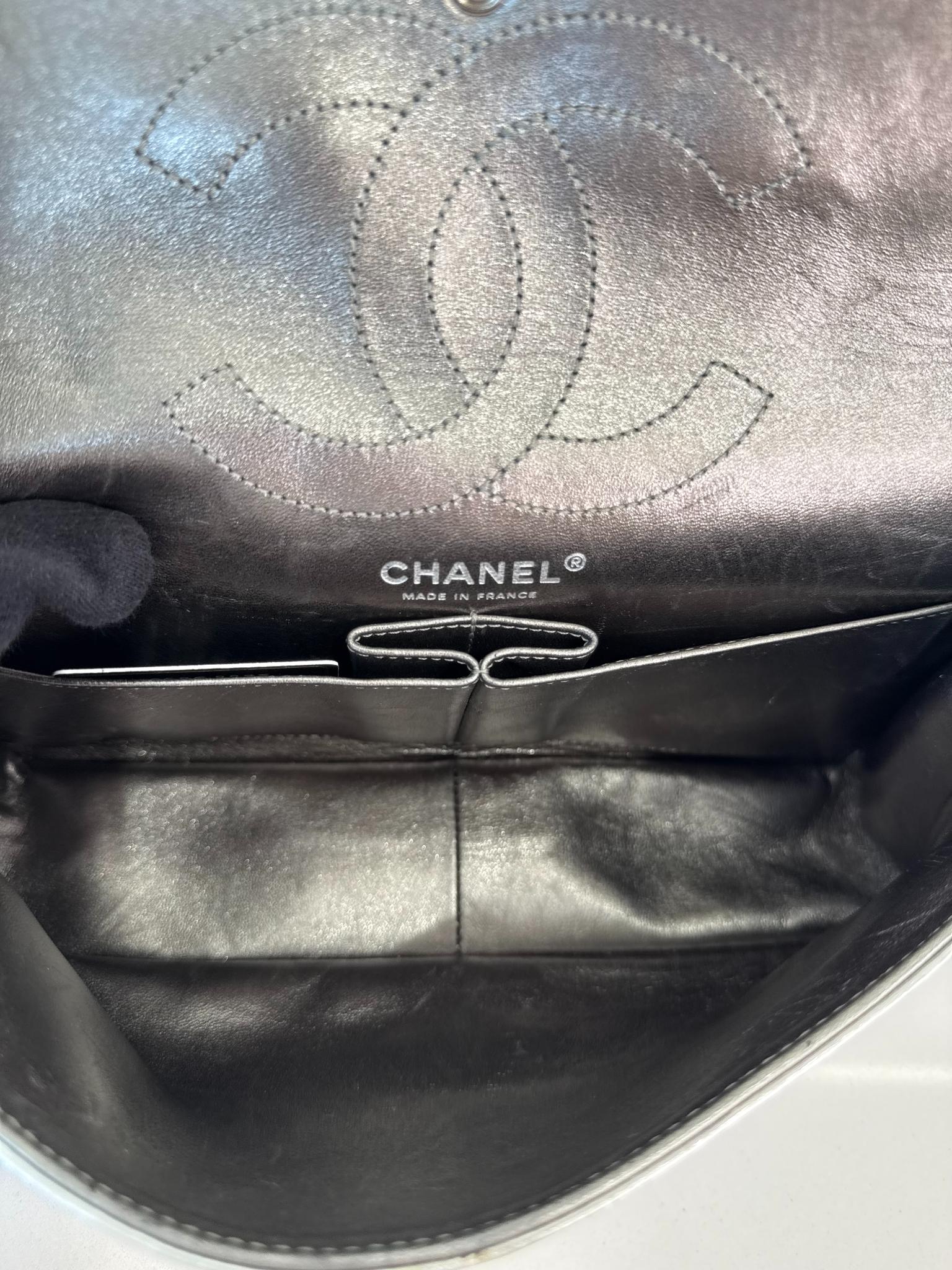 Chanel 2.55 Reissue Silver Metallic Aged Calfskin 226 Double Flap