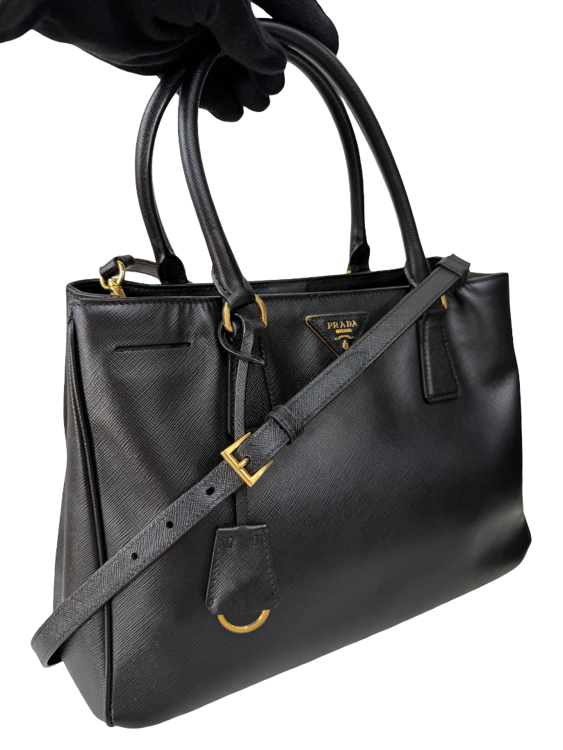 Prada Galleria Medium Black Saffiano Tote Bag